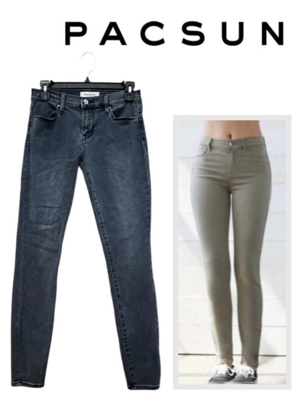 PACSUN Jegging Jeans Gray Stretch Distressed Staple Whimsigoth Grunge Women 25